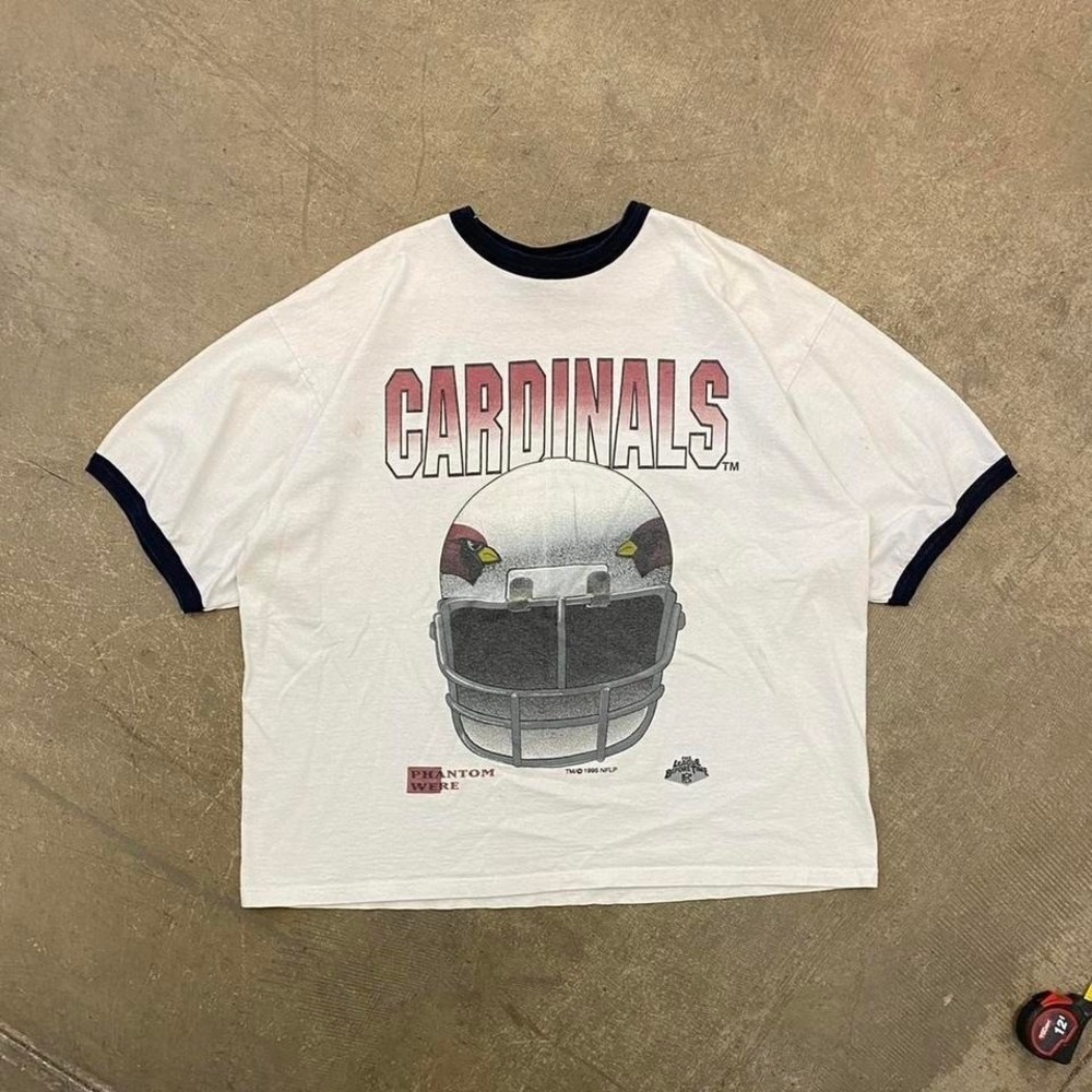 Vintage NFL Arizona Cardinals Helmet 90s Ringer T-Shirt Size XLarge